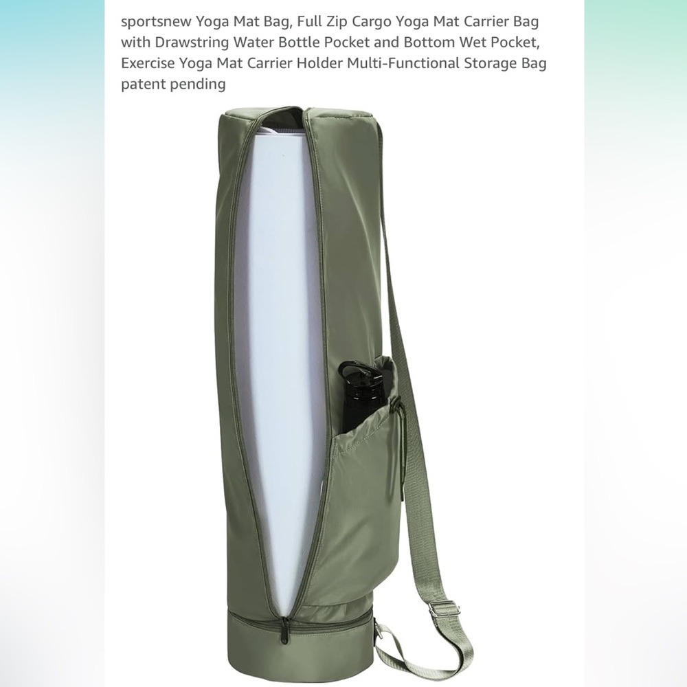 Olive Green Yoga Mat Bag with Strap